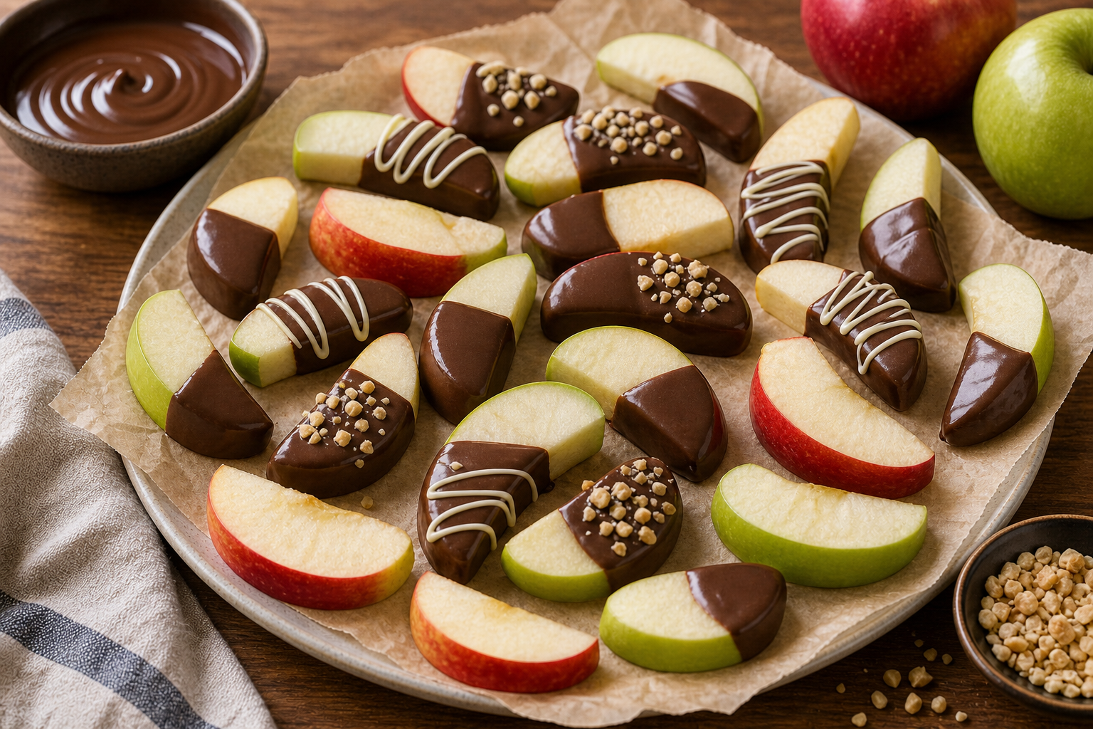 Chocolate-Dipped Apple Slices