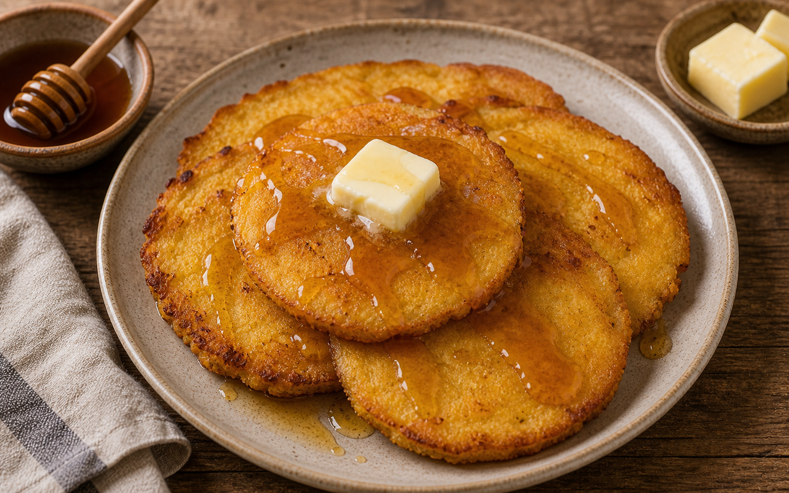 Colonial America (~1776) - Hoecakes with Honey